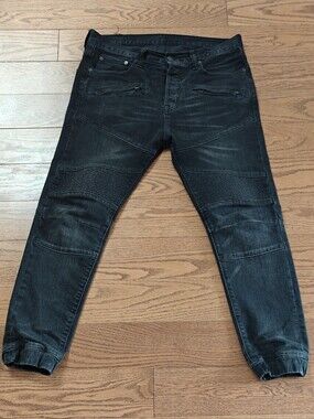Men's Black Denim And Supply-Ralph Lauren Moto Jogger Jeans - Slim Fit